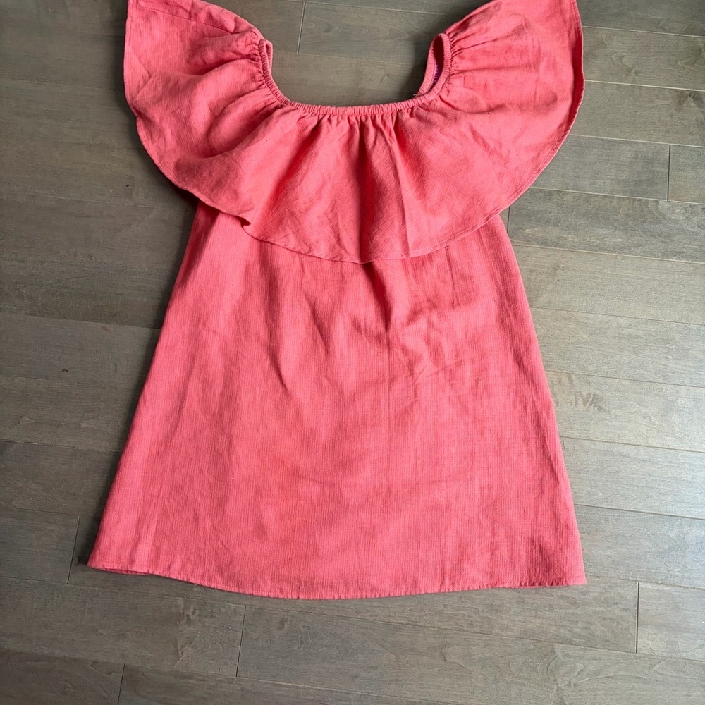 Reformation Coral Off Shoulder Dress size S Linen Blend
